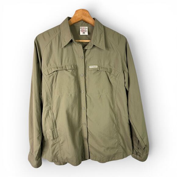 Columbia Tops - Columbia Women GRT Medium Olive Green Long Sleeve Button-Up Shirt Fishing Hiking